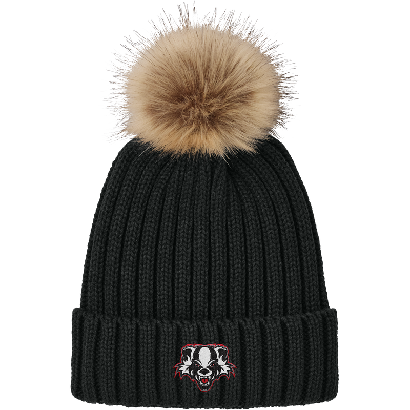 Scary Badgers Faux Fur Pom Beanie